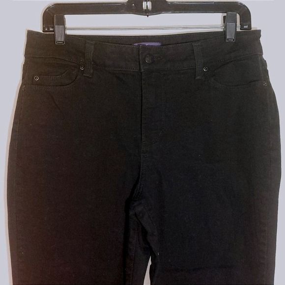 NYDJ Women's High Rise Stretch Straight Leg Ankle Jeans Black Size 12 EUC - Picture 4 of 12